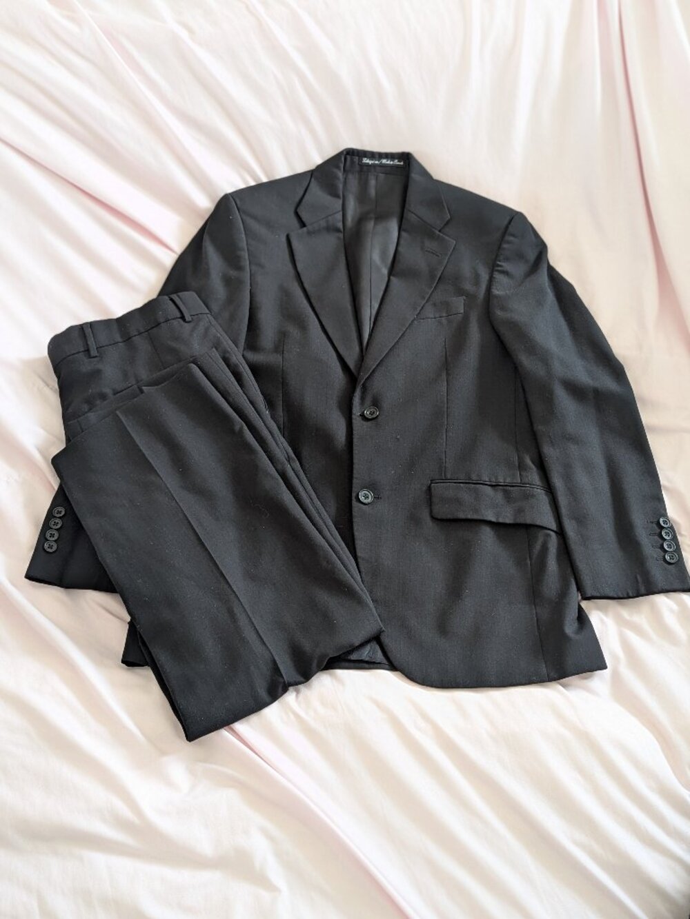 Vintage Black Pure New Wool Suit Set Size